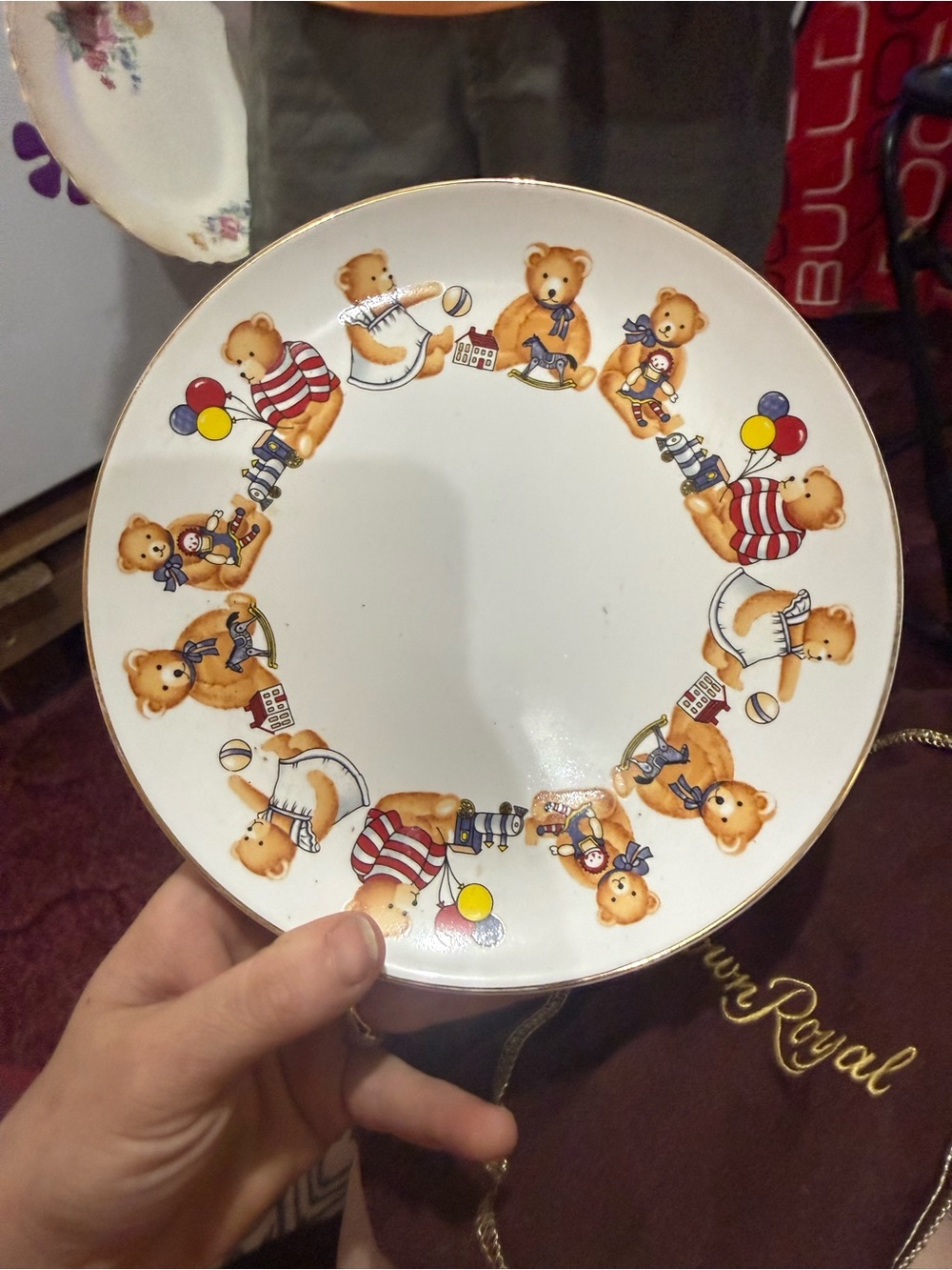 Vintage Childs Dinnerware Porcelain Teddy Bear Plate